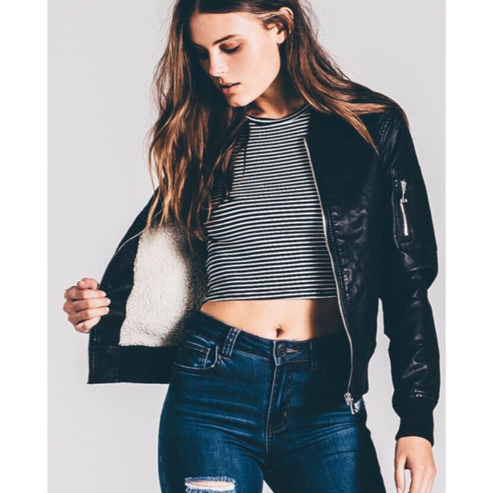 NWOT Faux Leather RSQ Bomber Jacket